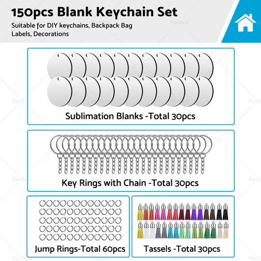 Bulk Keychains Ornament Set 150PCS Sublimation Blank Keychain for Crafts Jewelry