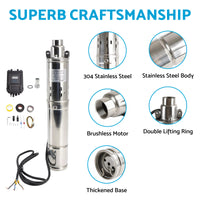 {{ 3in 72V 1.2KW Solar Bore Pump Submersible Deep Well MPPT Screw Head 180M }} - Buy Car Parts Online at {{ Kaka Auto Parts }}.