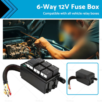 compare product 6-Way 12V Auto Waterproof Fuse Relay Holder Box Block 40A Relays with ATC Fuse