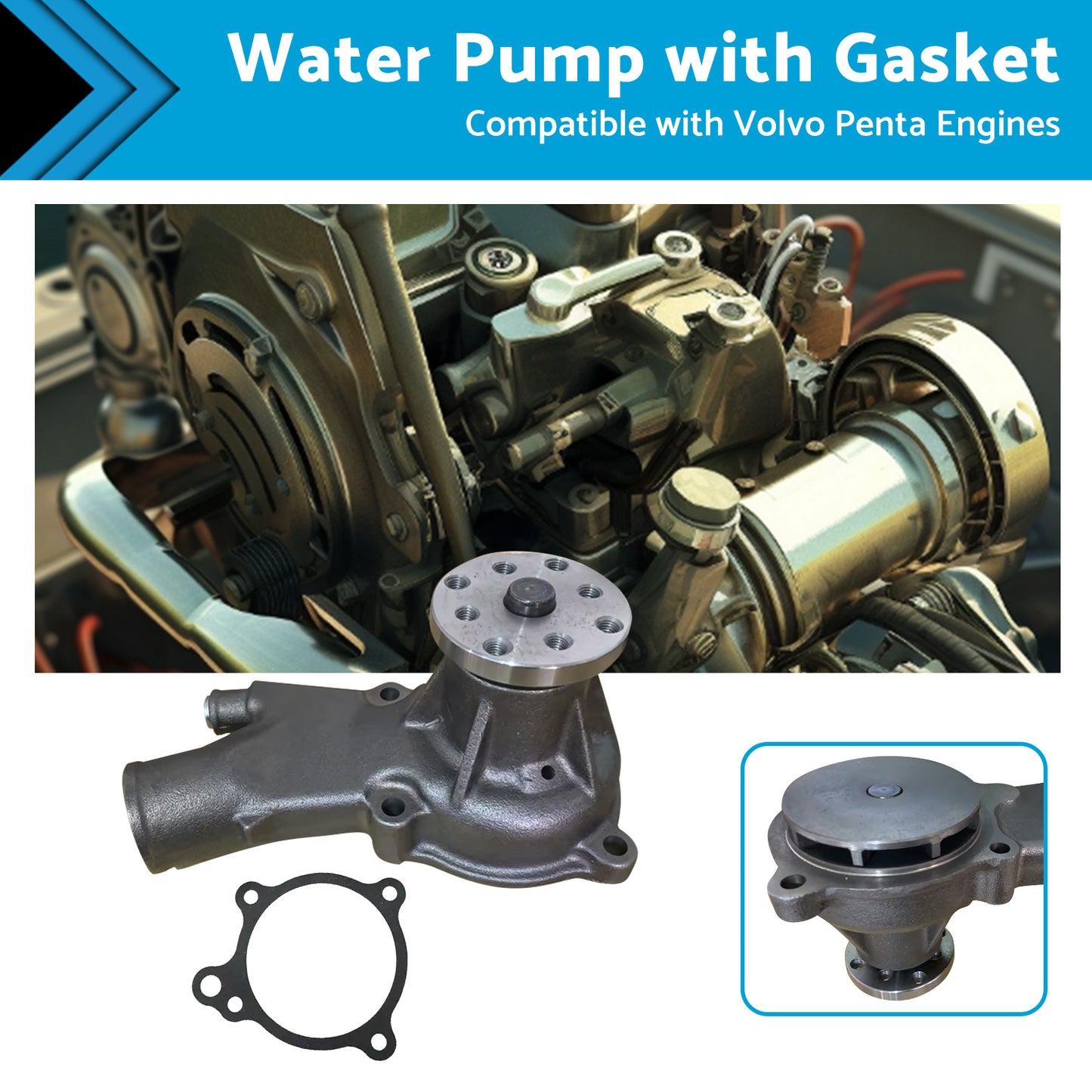 {{ 65142A1 Water Pump With Gasket Suitable For Mercruiser Marine 884727 814755 2. 5 }} - Buy Car Parts Online at {{ Kaka Auto Parts }}.