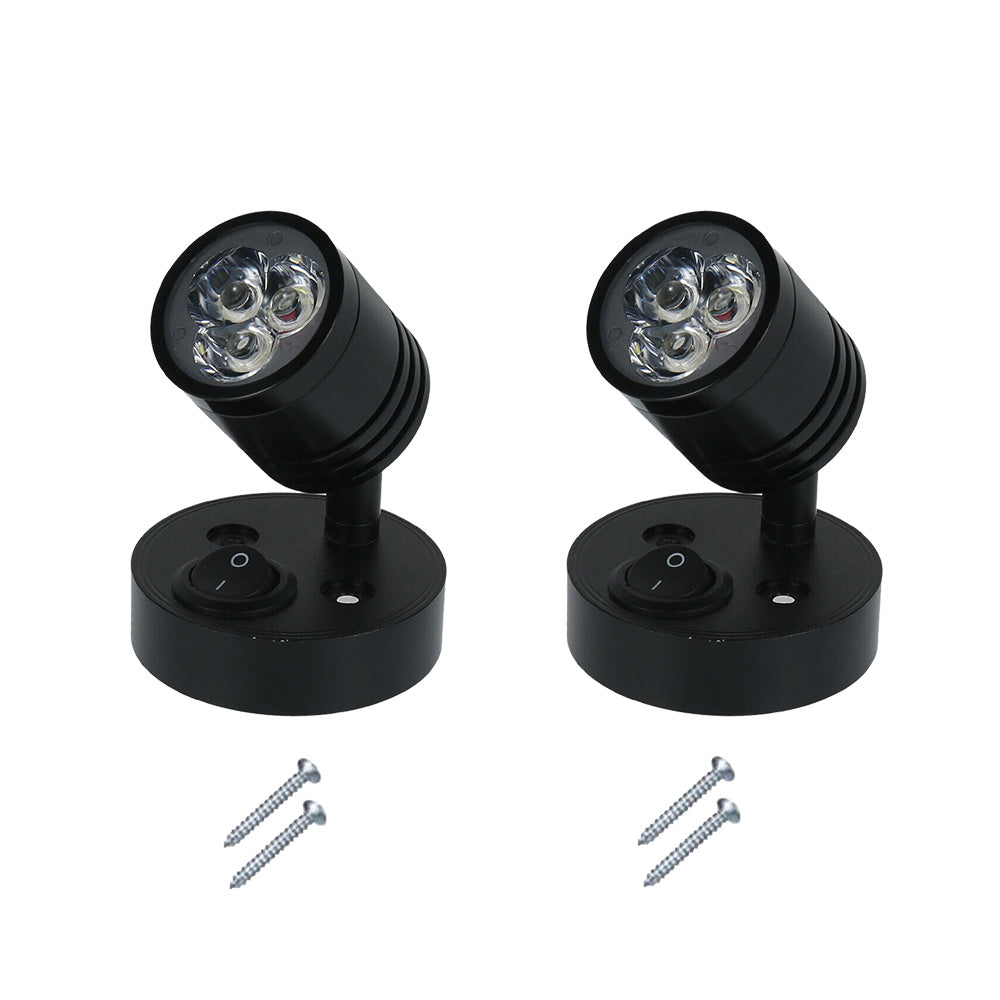 2x 12V LED Interior Spot Reading Light Wall Lamp with Switch Suitable For Caravan Camper