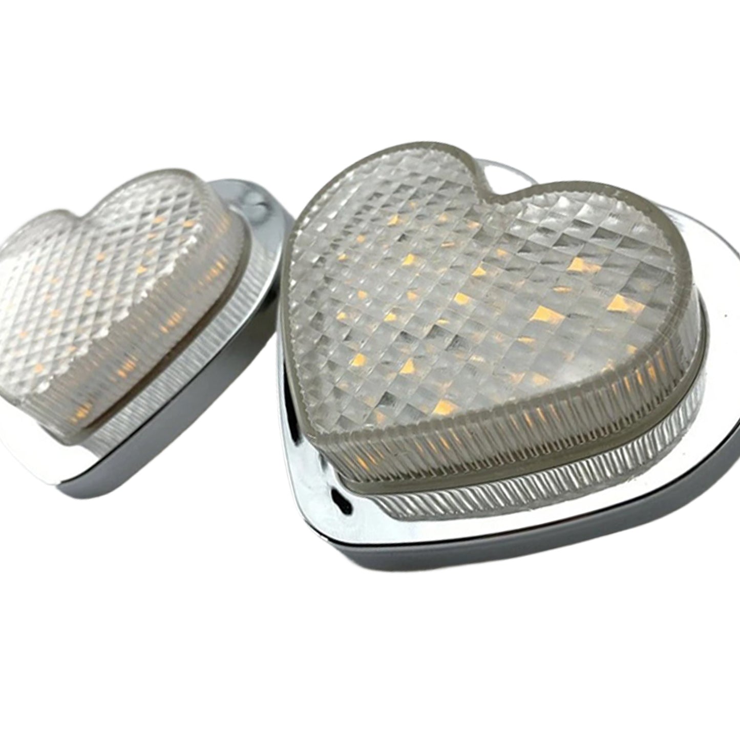Pair of 12V LED Side Marker Indicators Suitable For Heart Clear Flash White
