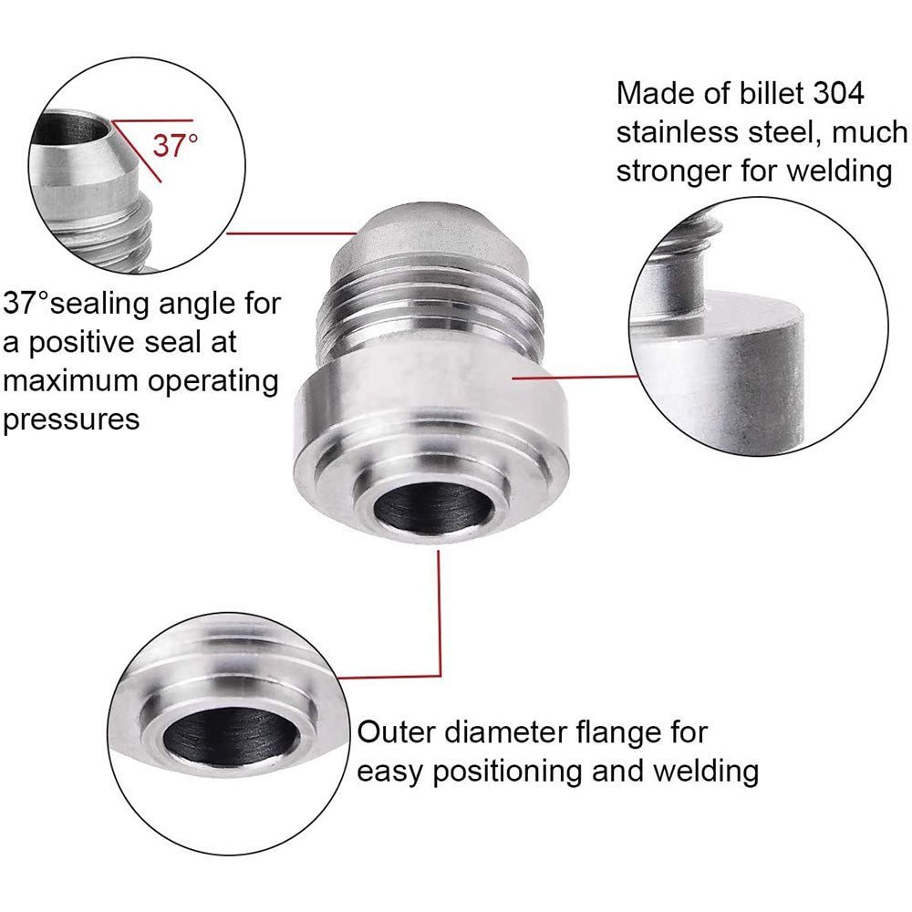 AN8 Male Aluminium Weld-On JIC Bungs x 2 Fitting -10AN JXSS032-10-A