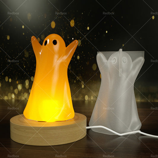 Ghost Mold Halloween Silicone With Wooden Lighted Base Suitable For DIY Resin Epoxy Casting