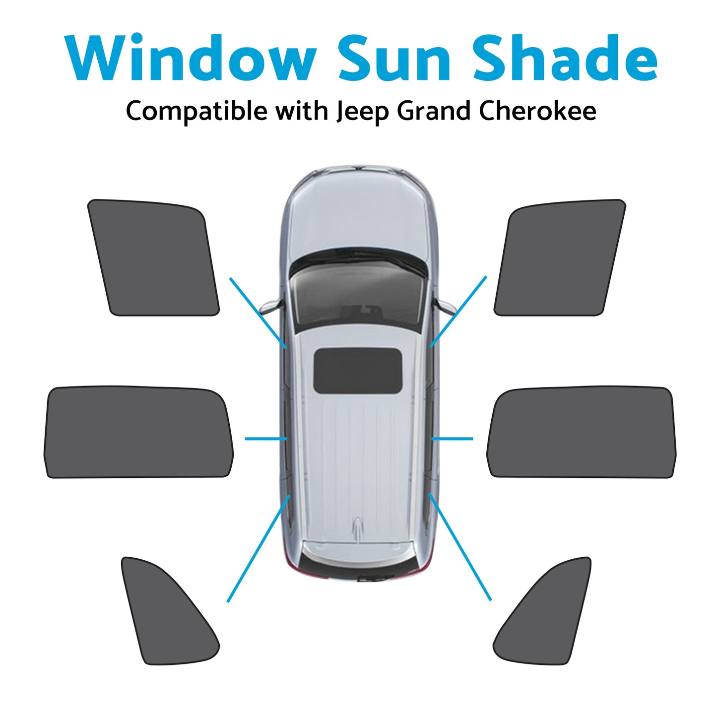 Front Rear Port Window Magnetic Mesh Sun Shade Suitable For Jeep Grand Cherokee