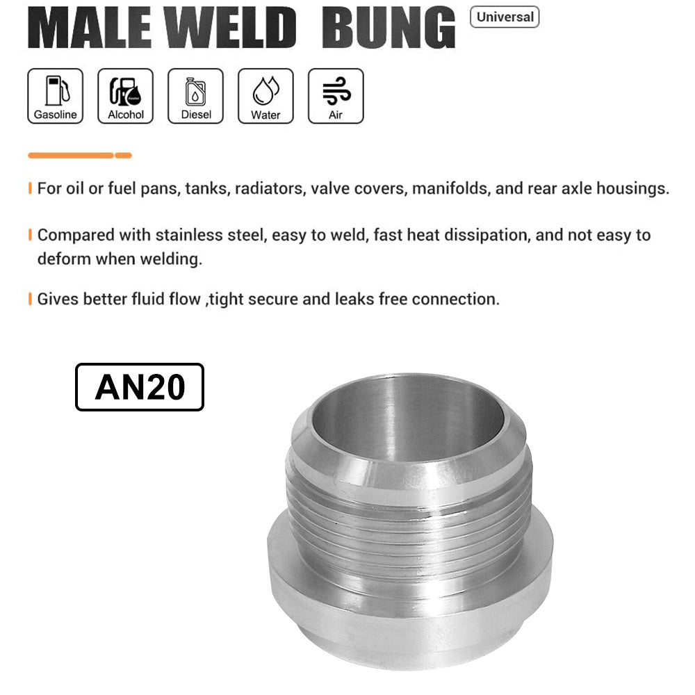 AN20 Male Aluminium Weld-On JIC Bung Fitting JXSS032-AN20