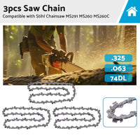 {{ 3PCS Chainsaw Chain 74DL 325. 063 Semi Chisel Suitable for 18 inch  Stihl MS291 MS260 }} - Buy Car Parts Online at {{ Kaka Auto Parts }}.