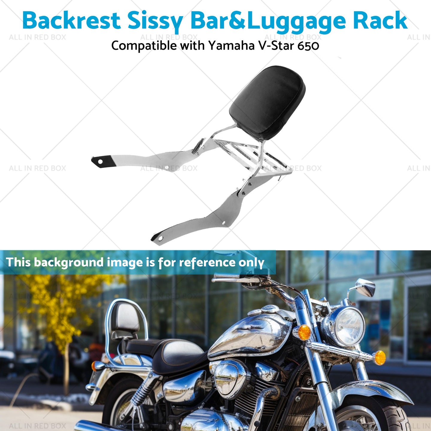 {{ Chrome Backrest Sissy Bar Luggage Rack Suitable for Yamaha Vstar 400 650 98-18 }} - Buy Car Parts Online at {{ Kaka Auto Parts }}.
