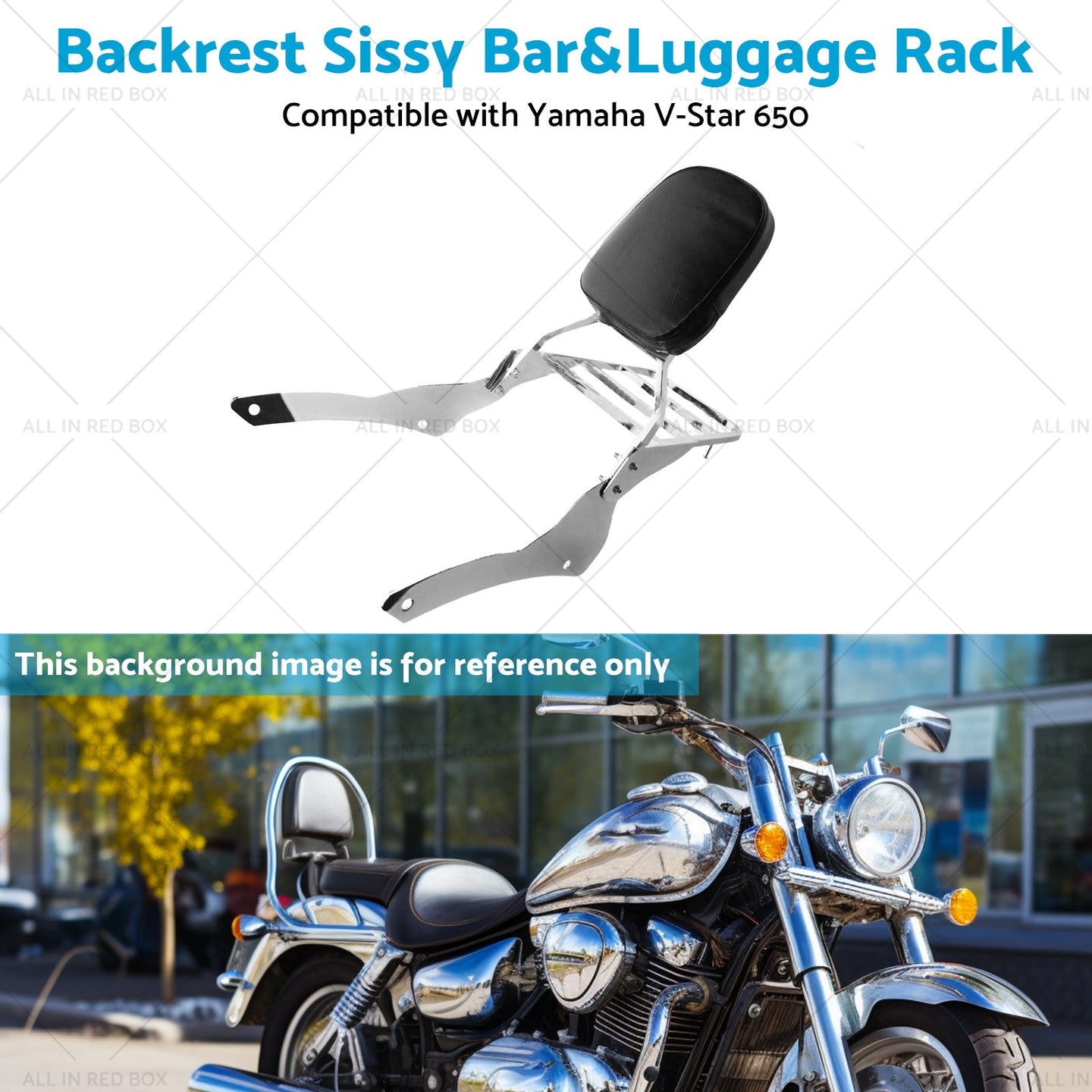 {{ Chrome Backrest Sissy Bar Luggage Rack Suitable for Yamaha Vstar 400 650 98-18 }} - Buy Car Parts Online at {{ Kaka Auto Parts }}.