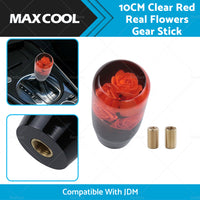 {{ 10CM Clear Red Real Flowers Manual Gear Stick Shift Knob Lever Shifter }} - Buy Car Parts Online at {{ Kaka Auto Parts }}.