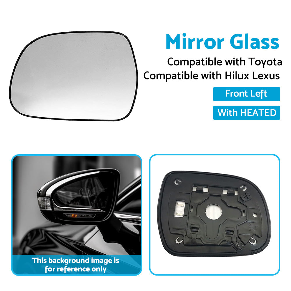 {{ Left Side Mirror Glass Suitable for Lexus RX300 RX330 Toyota Hilux HEATED Convex }} - Buy Car Parts Online at {{ Kaka Auto Parts }}.