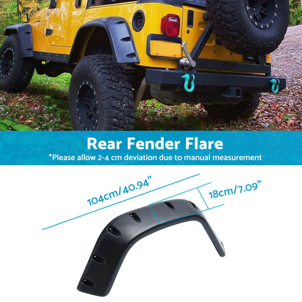 Pocket Style Matte Black Fender Flares Jungle Guard Suitable For Jeep Wrangler TJ 1997-2006