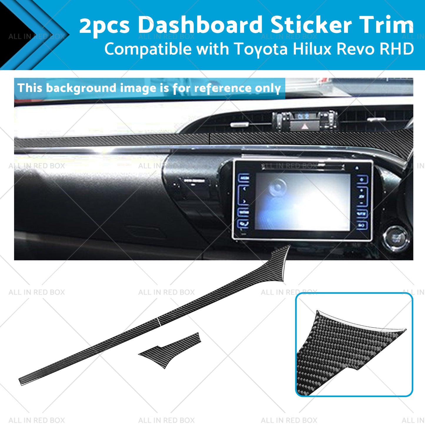 {{ Carbon Fiber Dashboard Sticker Trim Suitable For Toyota Hilux Revo 2015-2023 RHD }} - Buy Car Parts Online at {{ Kaka Auto Parts }}.