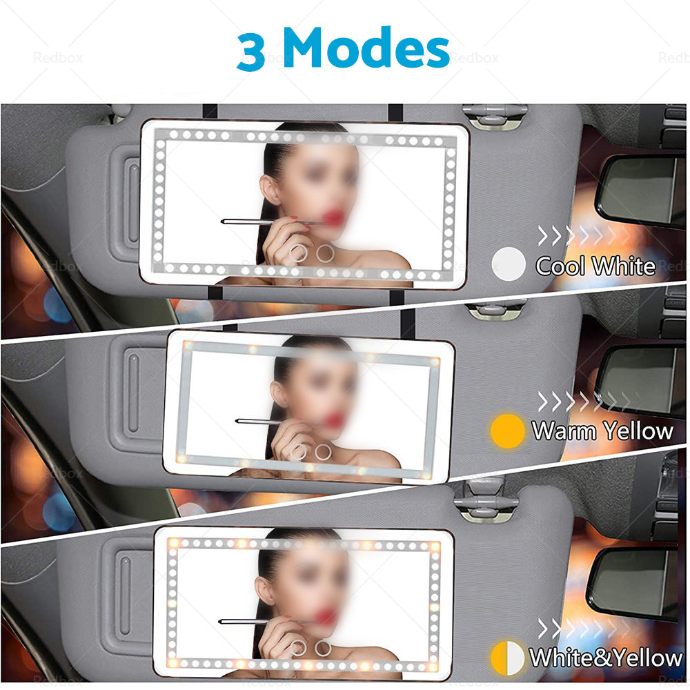{{ Car Sun Visor Makeup Cosmetic Mirror Set with 3 Type 60 LED Light Black 26x13cm }} - Buy Car Parts Online at {{ Kaka Auto Parts }}.