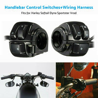 Motorcycle Handlebar Control Switches With Wiring Harness Suitable For Harley Dyna & V-Rod