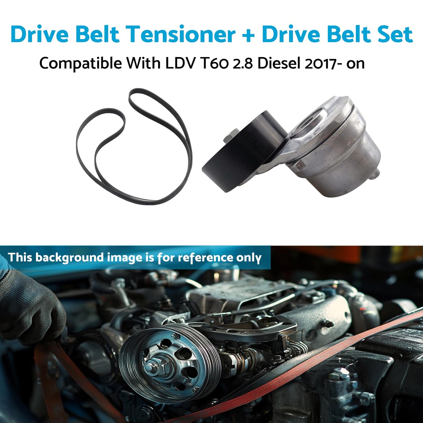 {{ Drive Belt Tensioner + Drive Belt Set Suitable For LDV T60 2.8 Diesel 2017- on }} - Buy Car Parts Online at {{ Kaka Auto Parts }}.