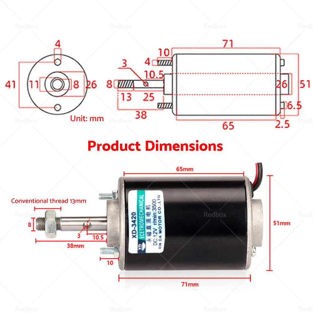{{ 12V 30W Permanent Magnet DC Electric Motor High Speed CW CCW Generator }} - Buy Car Parts Online at {{ Kaka Auto Parts }}.