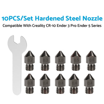 compare product 10Pcs Hardened Steel Nozzle Suitable for Creality CR-10 Ender 3 Pro 5 Series