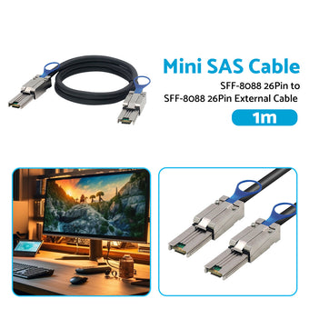 compare product Mini SAS SFF-8088 26Pin to SFF-8088 26Pin External Cable Disk Array Line 1M