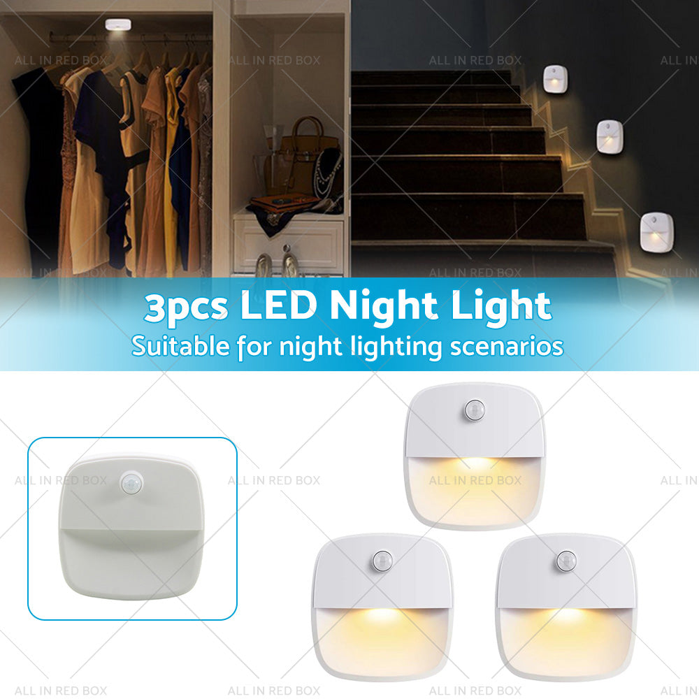 {{ 3 PCS Cordless Battery-Powered LED Night Light Motion Sensor Light-Warm White }} - Buy Car Parts Online at {{ Kaka Auto Parts }}.