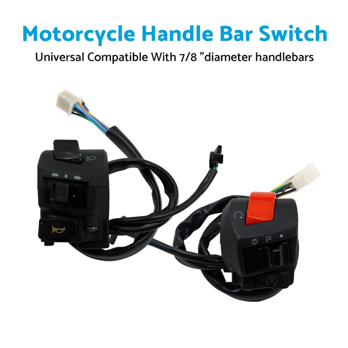 Motorcycle Handlebar Headlight Control Switch Turn On/Off Light Indicator