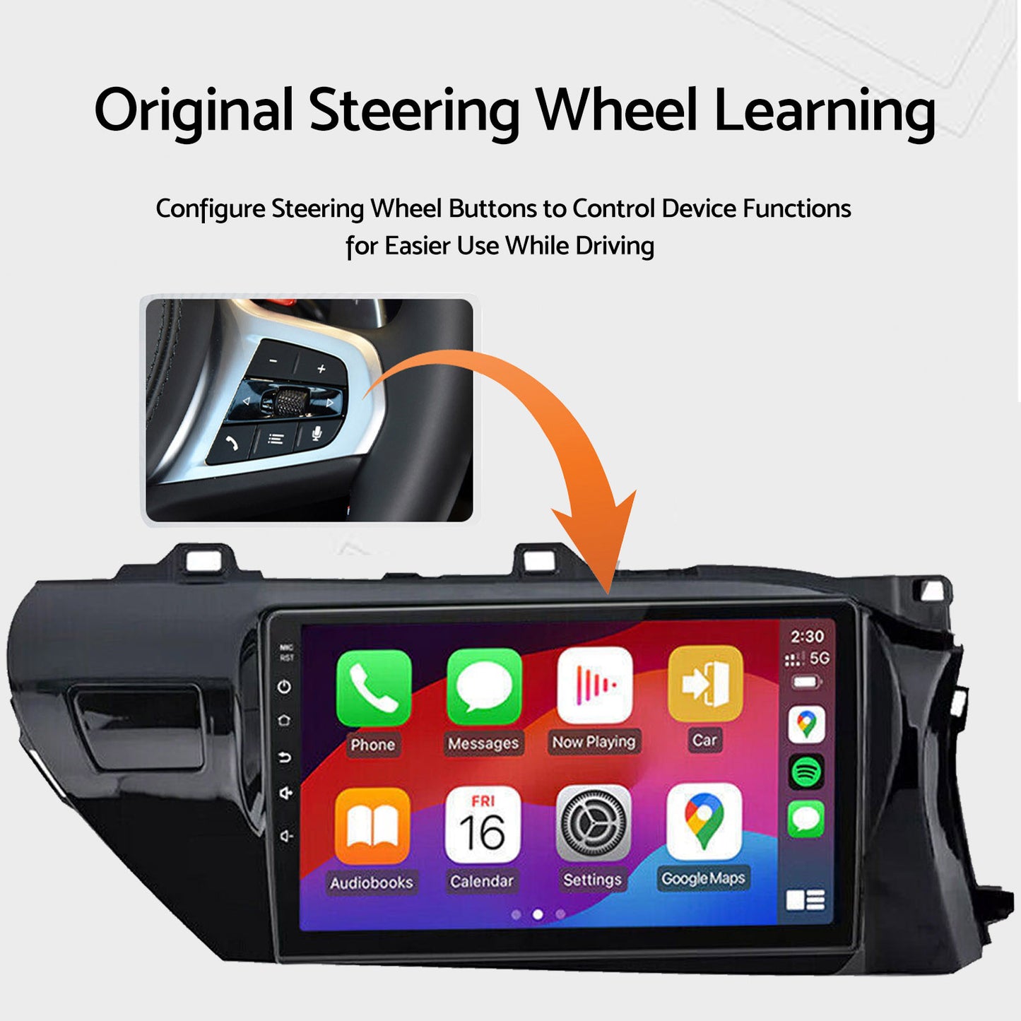 Carplay Android Auto Camera Navi Head Unit Suitable for Toyota Hilux 2015-2022 With Apple Carplay Android Auto