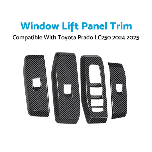 4Pcs Window Lift Panel Trim ABS Carbon Fiber Suitable For Prado LC250 2024-2025