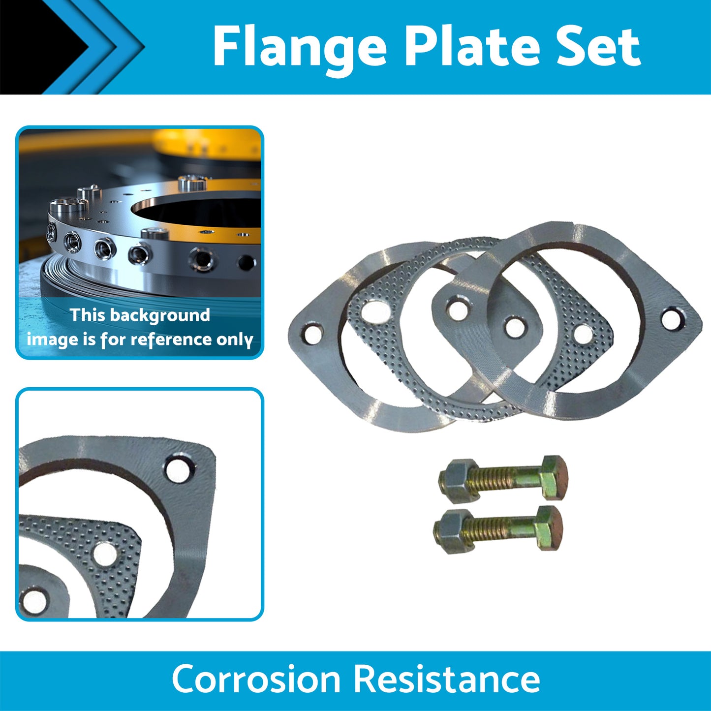 {{ 2.5in Universal Exhaust Flange Gasket Plate Bolt Nut Kit 300 63mm Stainless Steel }} - Buy Car Parts Online at {{ Kaka Auto Parts }}.