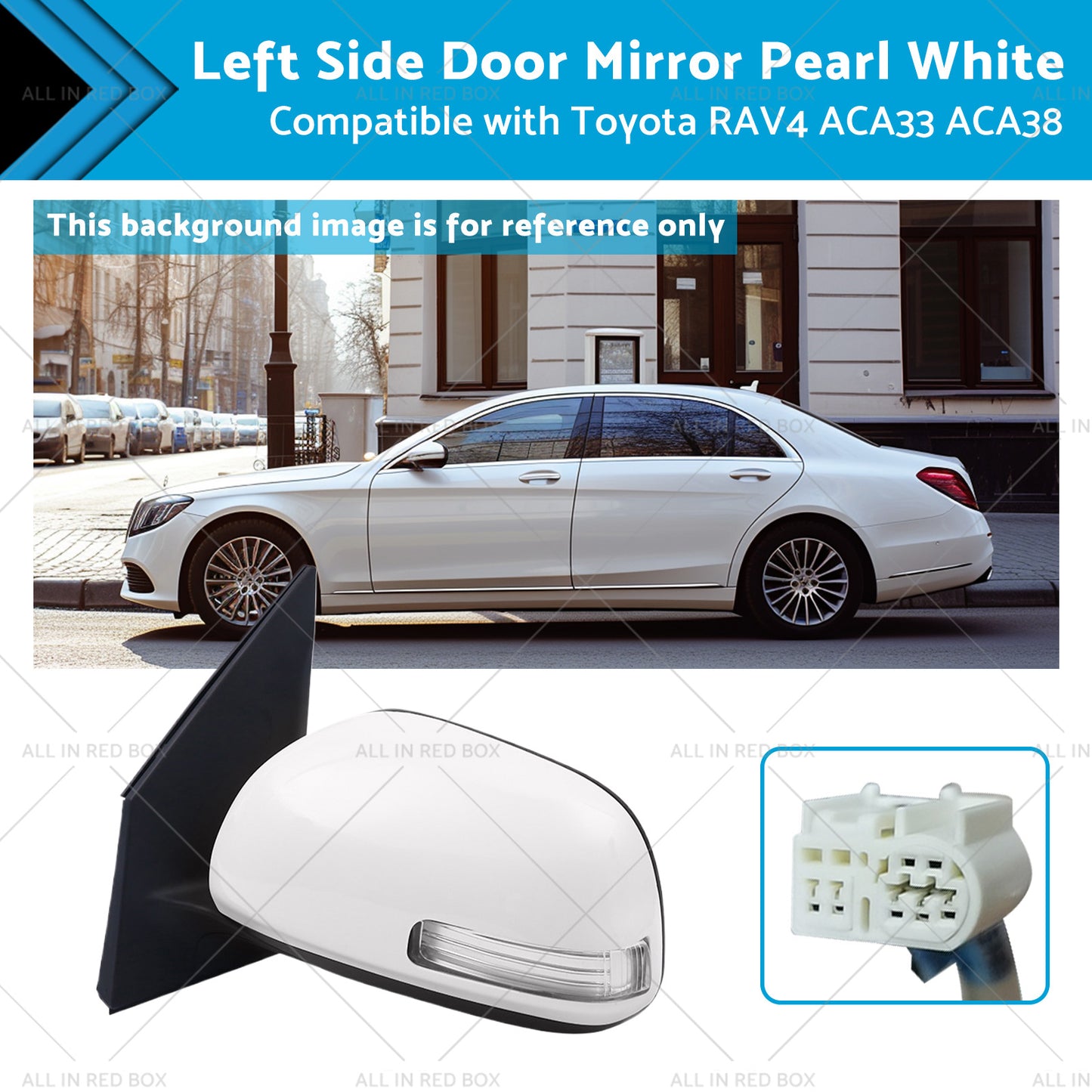 {{ Pearl White Mirror Left Side Door Suitable for Toyota RAV4 ACA33 ACA38 2008-2012 }} - Buy Car Parts Online at {{ Kaka Auto Parts }}.