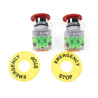 Emergency Stop Push Button Switch 2x Red Mushroom Suitable For Industrial or Automotive Use
