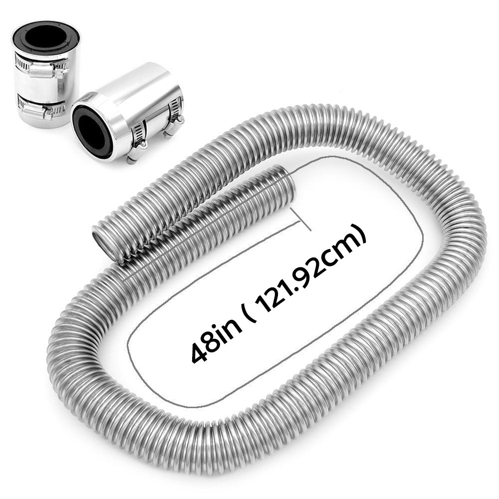 {{ 48inch Flexible Stainless Steel Radiator Hose Kit with Chrome Caps Car Polished }} - Buy Car Parts Online at {{ Kaka Auto Parts }}.