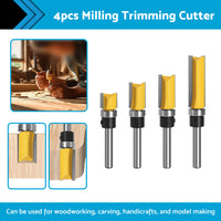{{ 4pcs 1 4 Shank Top Bearing Flush Trim Pattern Router Bit Set Milling Cutter Kit }} - Buy Car Parts Online at {{ Kaka Auto Parts }}.