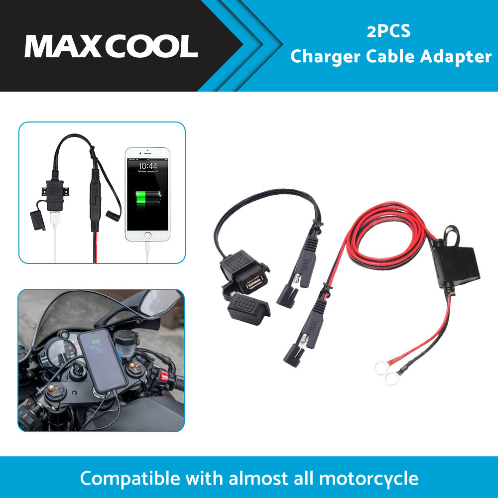 {{ 2PCS Waterproof Motorcycle Bike SAE to USB Charger Cable Adapter for GPS Phone }} - Buy Car Parts Online at {{ Kaka Auto Parts }}.