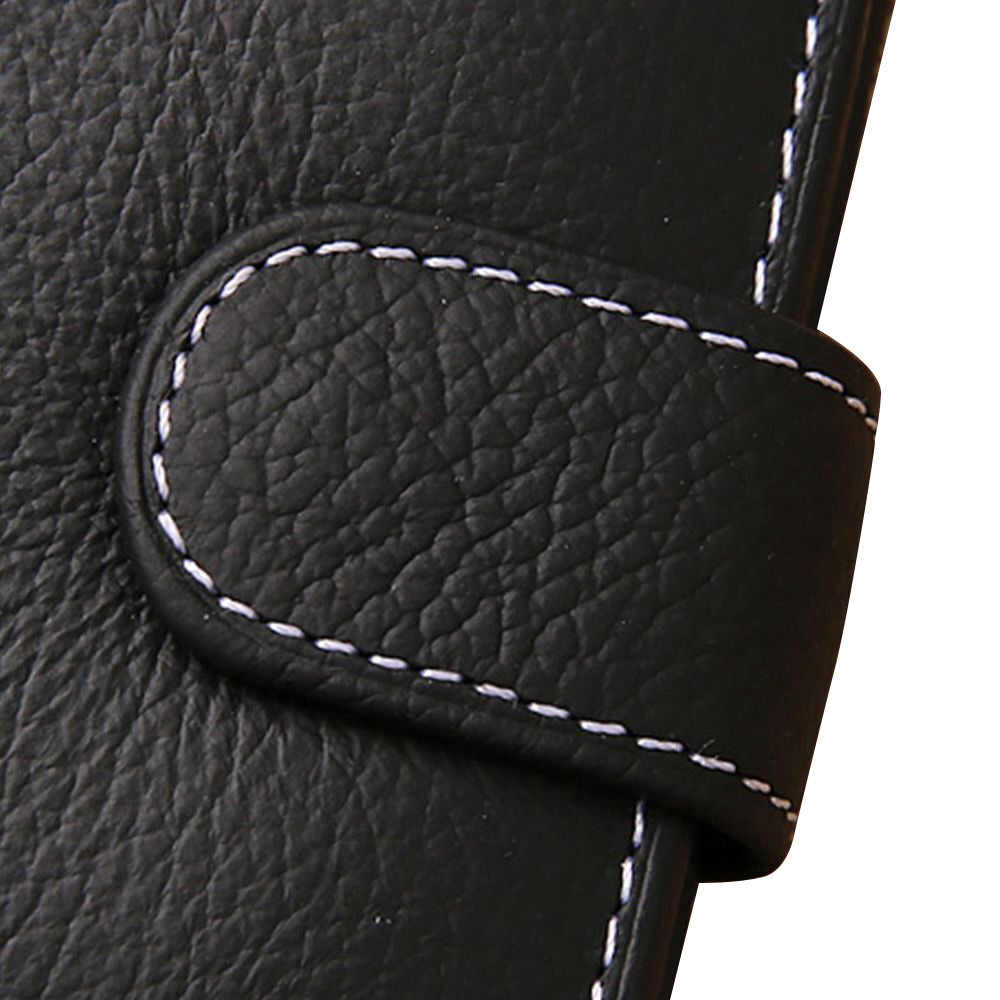 Mens Wallet Black Bi Fold with Top Layer Cowhide Leather Card Slots Coin Pocket