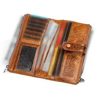 Leather Wallet Unisex Zip-Around Card Coin Holder Brown Black Red
