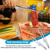 4x Korean & Japanese BBQ Self-Standing Grill Tongs Suitable For Non-Slip Cooking