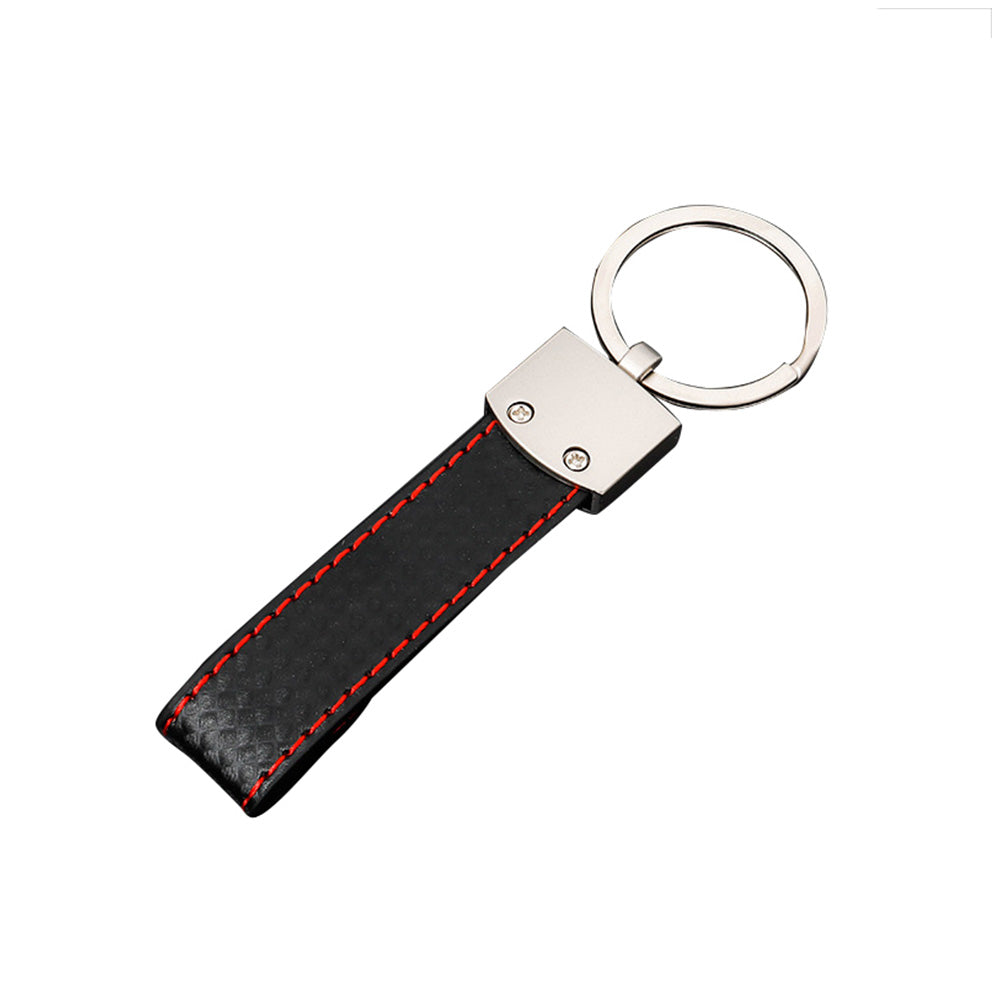 1x Black Key Ring Keychain With Metal & PU Leather Suitable For Universal Use