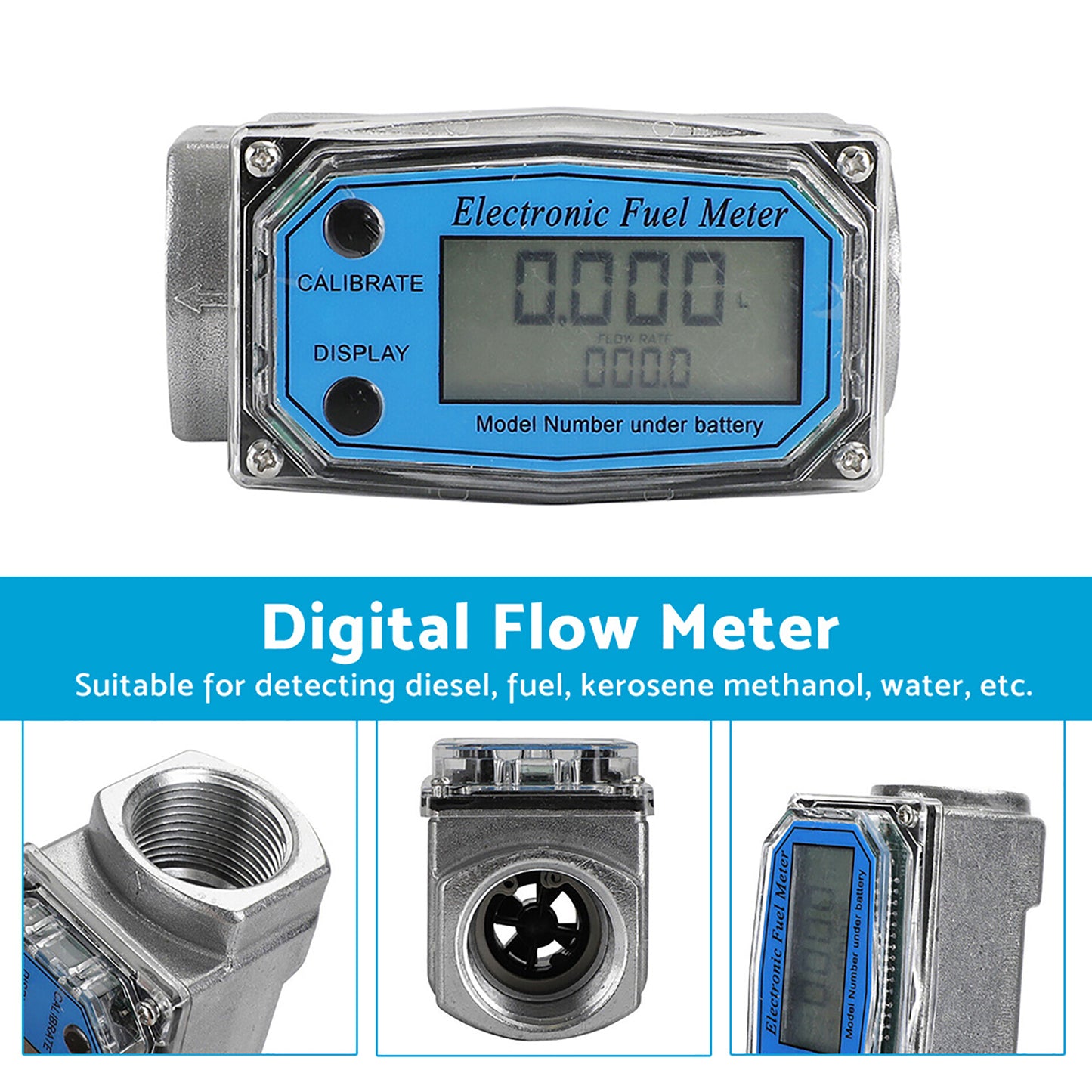 1 or 1. 5 or 2 inch Turbine Digital Diesel Water Fuel Flow Meter Oval Gear Flow Gauge