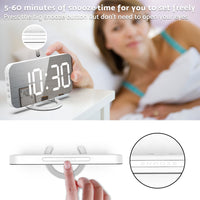 {{ Digital Alarm Clock Mirror LED Display Snooze Function Dim Mode Wall Bedroom }} - Buy Car Parts Online at {{ Kaka Auto Parts }}.