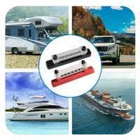 {{ 1 Red  and  1 black Bus Bar Power Distribution Terminal Block 6 Way 12V 150A Rated }} - Buy Car Parts Online at {{ Kaka Auto Parts }}.
