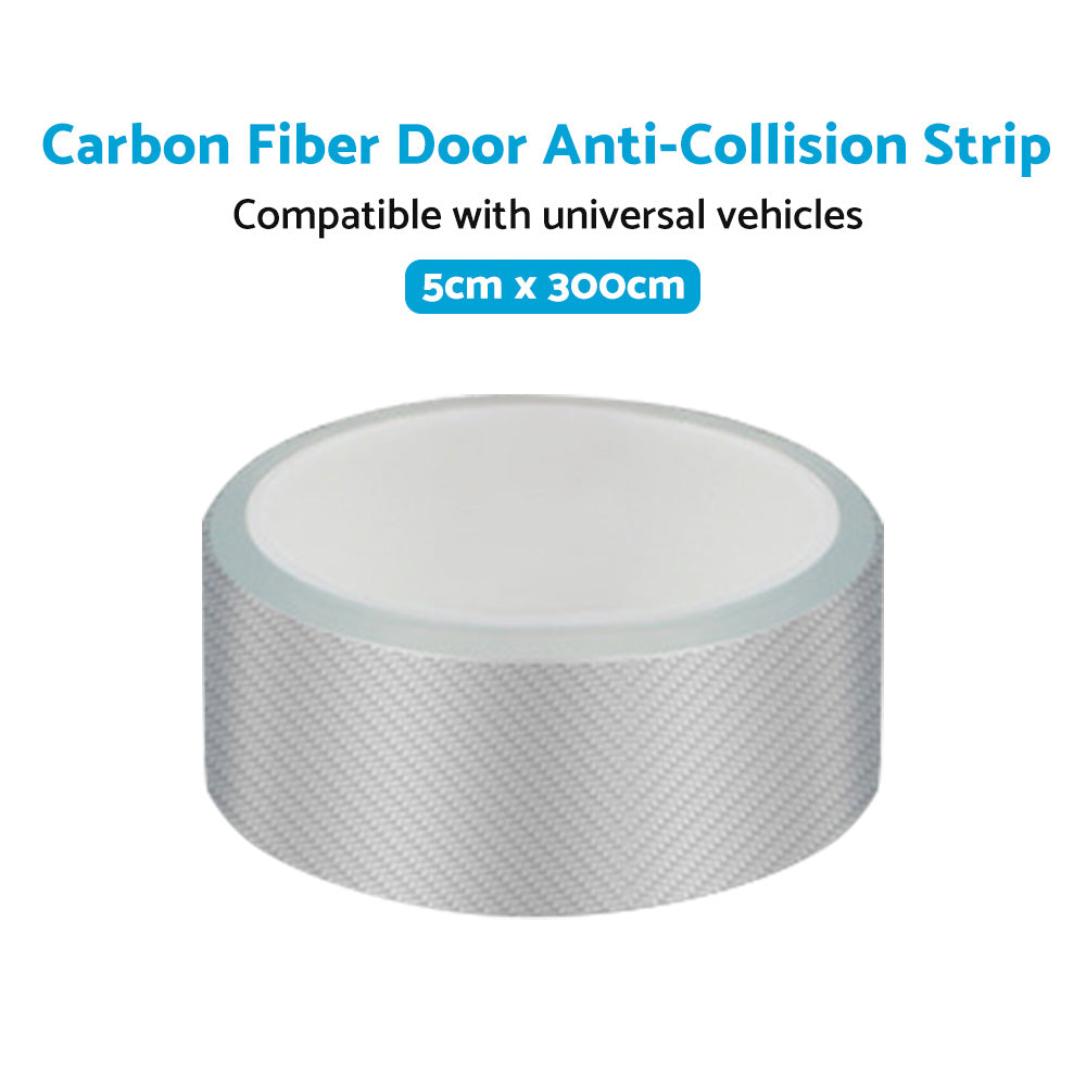 3m Car Door Sill Protector Carbon Fiber Edge Sticker Rubber Bumper Guard Strip Suitable For Universal Vehicles