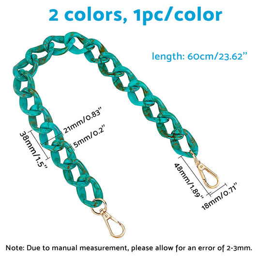 2PCS Resin Purse Chain Handle Acrylic Bag Strap Detachable Purse Clutches Handle