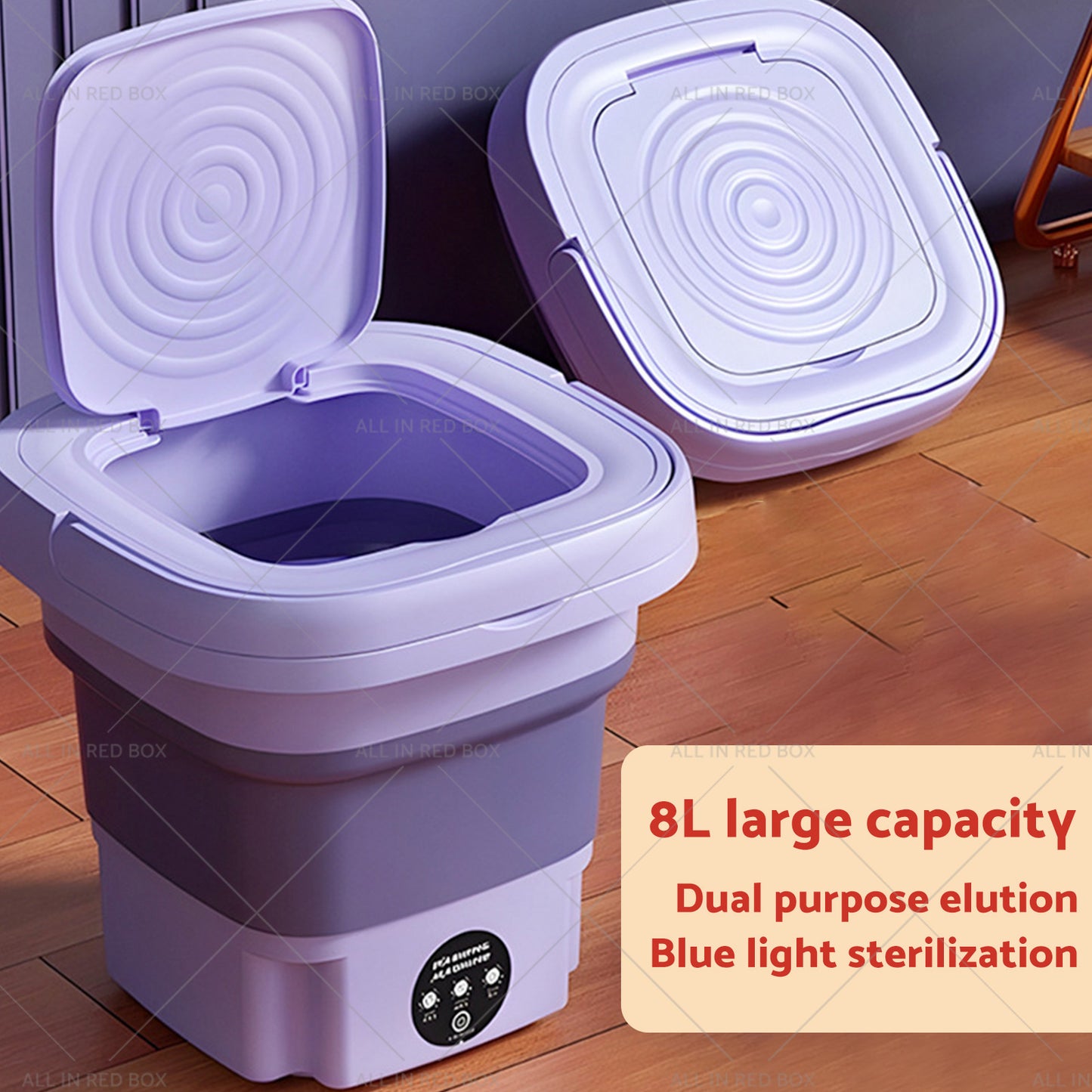 {{ 8L Foldable Washing Machine Portable 3 Modes Deep Cleaning Automatic Washer 240V }} - Buy Car Parts Online at {{ Kaka Auto Parts }}.