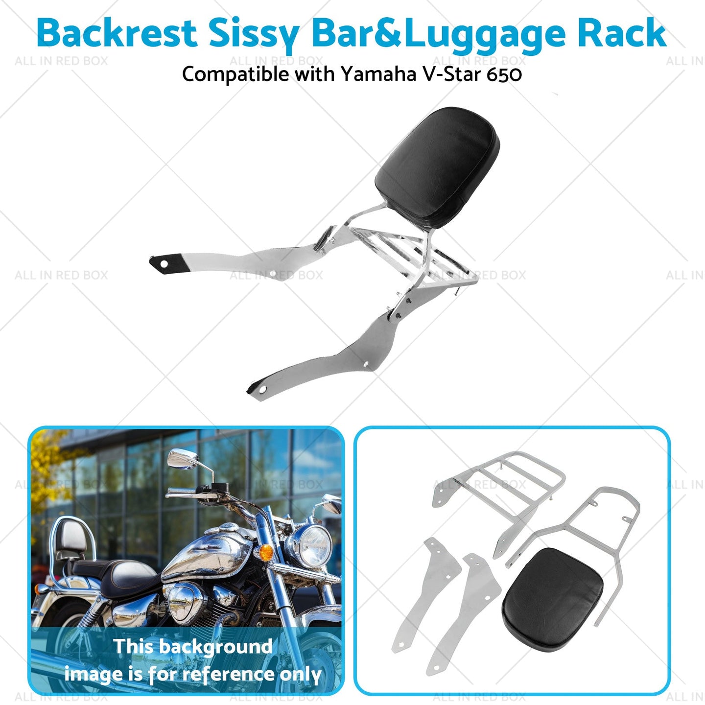 {{ Chrome Backrest Sissy Bar Luggage Rack Suitable for Yamaha Vstar 400 650 98-18 }} - Buy Car Parts Online at {{ Kaka Auto Parts }}.