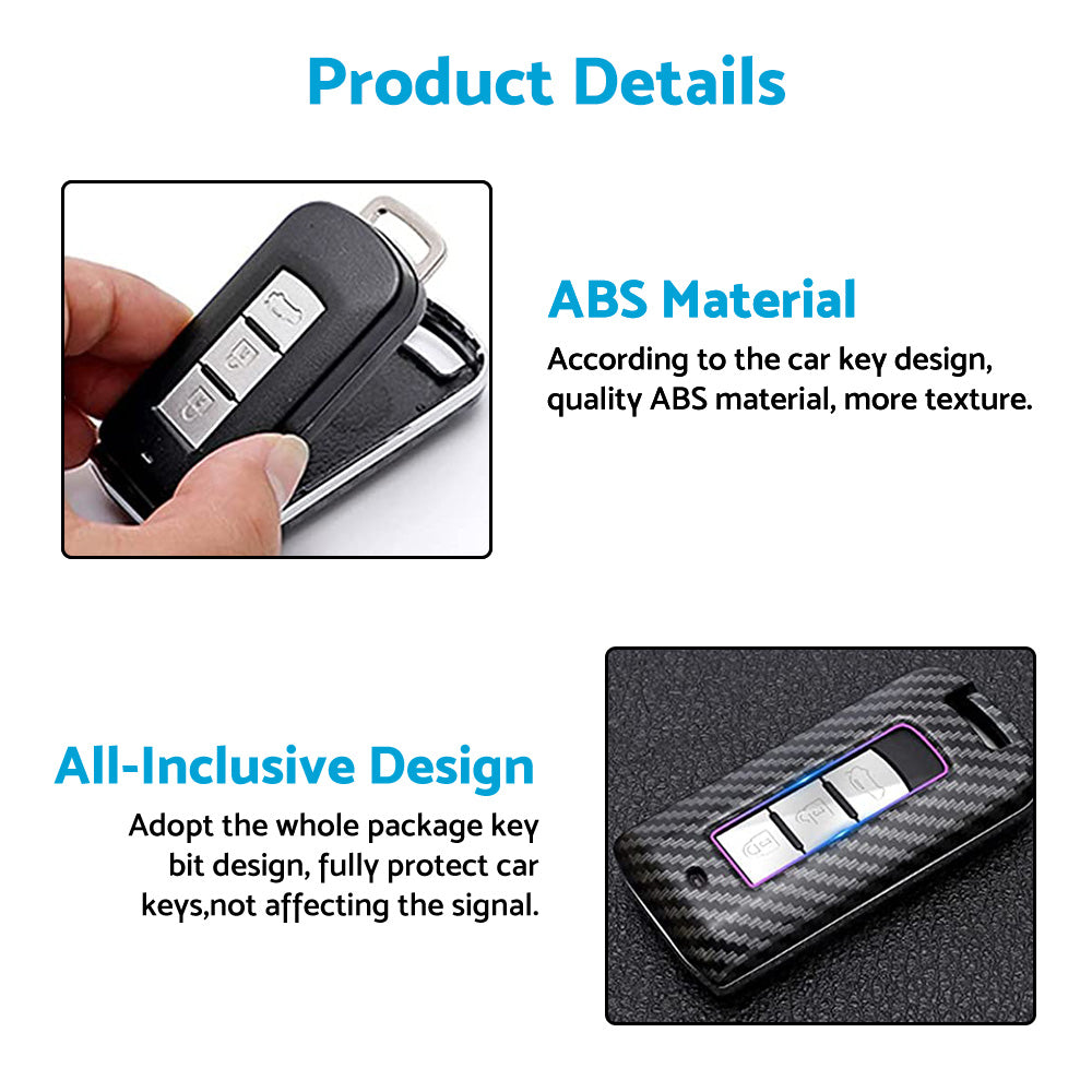 Carbon Fiber Hard Shell Smart Key Fob Case Suitable For Mitsubishi Outlander