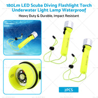 2x Waterproof Bright LED Scuba Diving Underwater Flashlight Torch Light Lamp Suitable For Diving & Outdoor Use