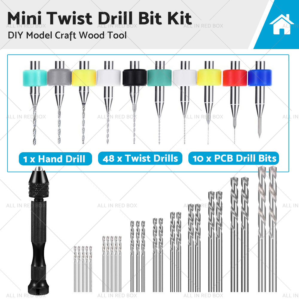 {{ 59Pcs Mini Twist Drill Bits Micro Hand Drilling Set DIY Model Craft Wood Tool }} - Buy Car Parts Online at {{ Kaka Auto Parts }}.