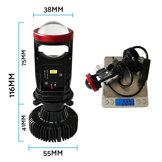 2x H4 Y7D Bi-LED Mini Lens Car Headlight Lamps 6000K Suitable For Universal Vehicles