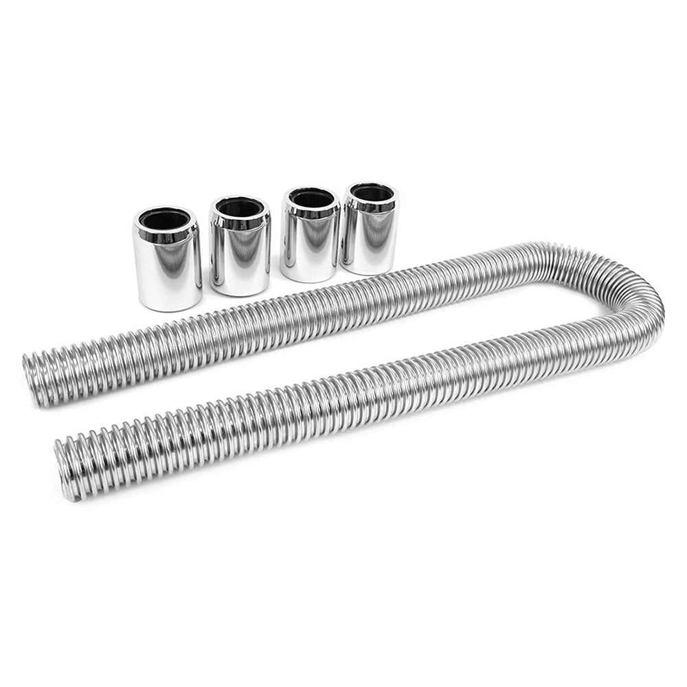 {{ 48inch Flexible Stainless Steel Radiator Hose Kit with Chrome Caps Car Polished }} - Buy Car Parts Online at {{ Kaka Auto Parts }}.