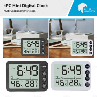 compare product Small Mini Digital Clock Temperature 鈩 Alarm Travel LCD LED Battery Black White
